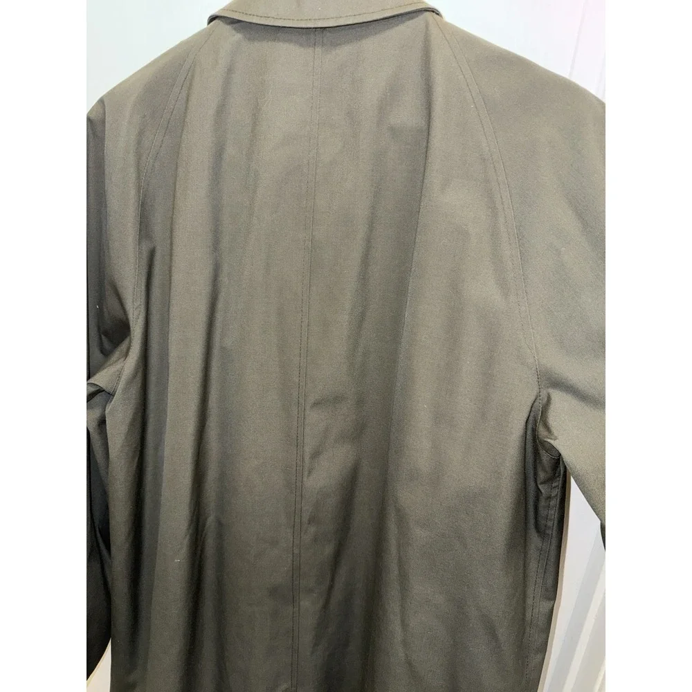 Vintage SEARS Perma Prest Trench Coat Hunter Green Button Liner Men's 40 USA 70s
